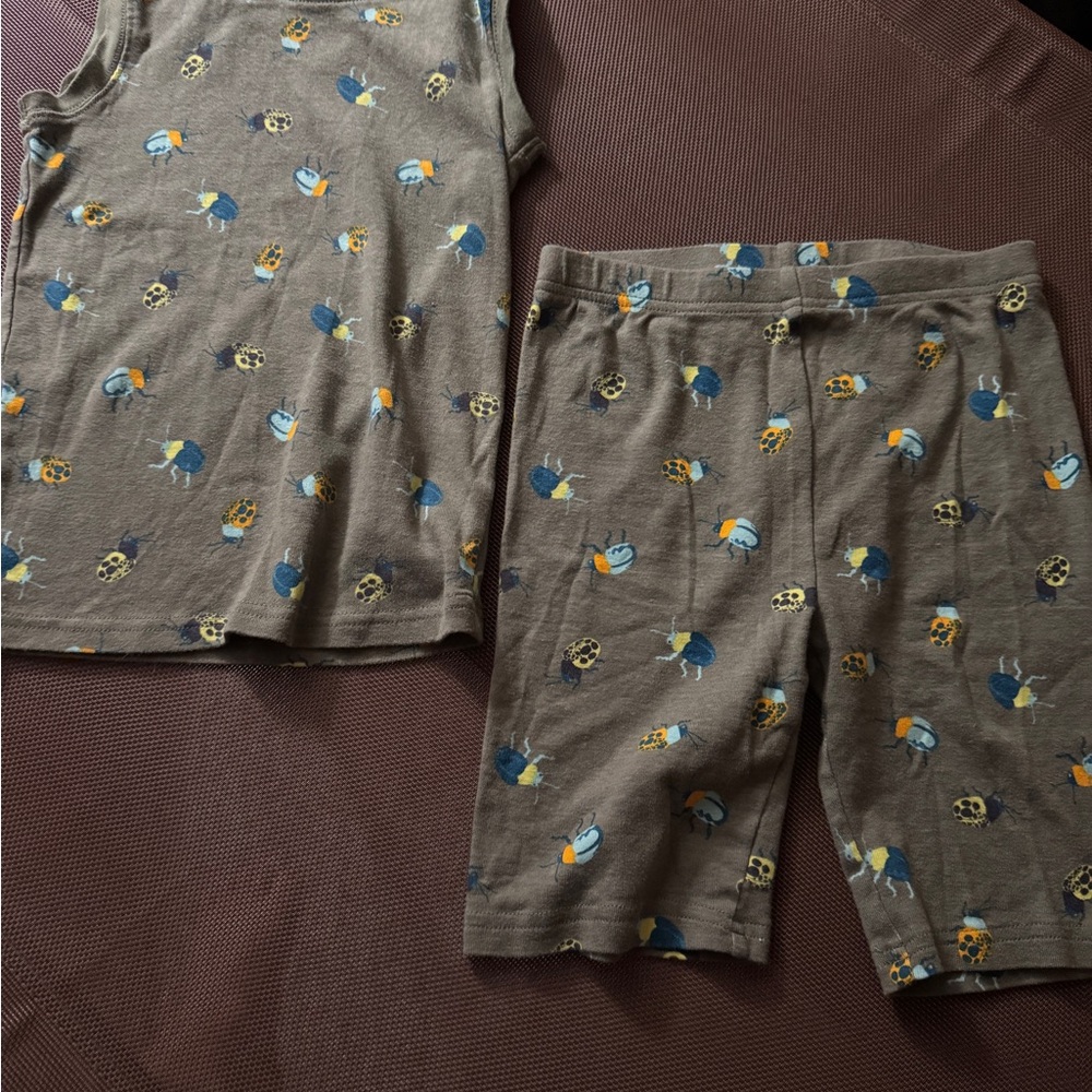 Olive Green Top with bug pattern